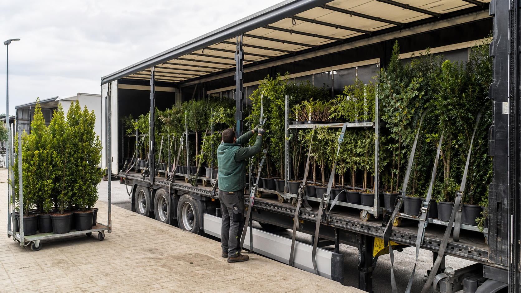 Loading process for container plants and plant nursery stock